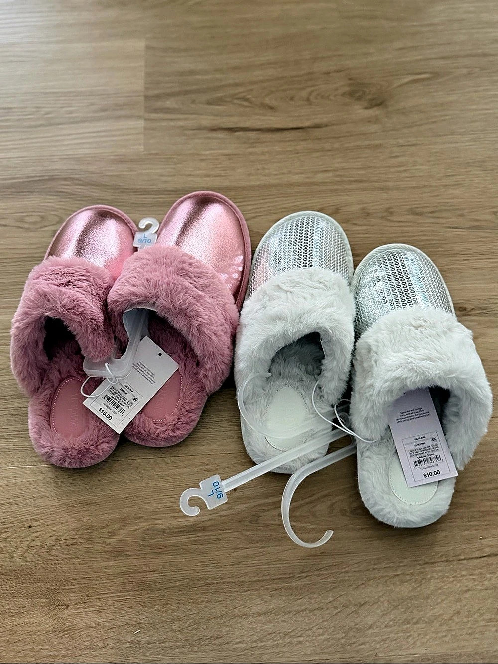 Target Faux Fur Slippers Pink & White